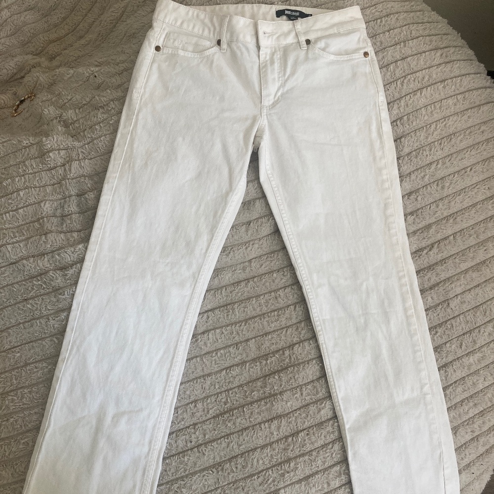 JUST CAVALLI WHITE STRAIGHT LEG DENIM SZ29